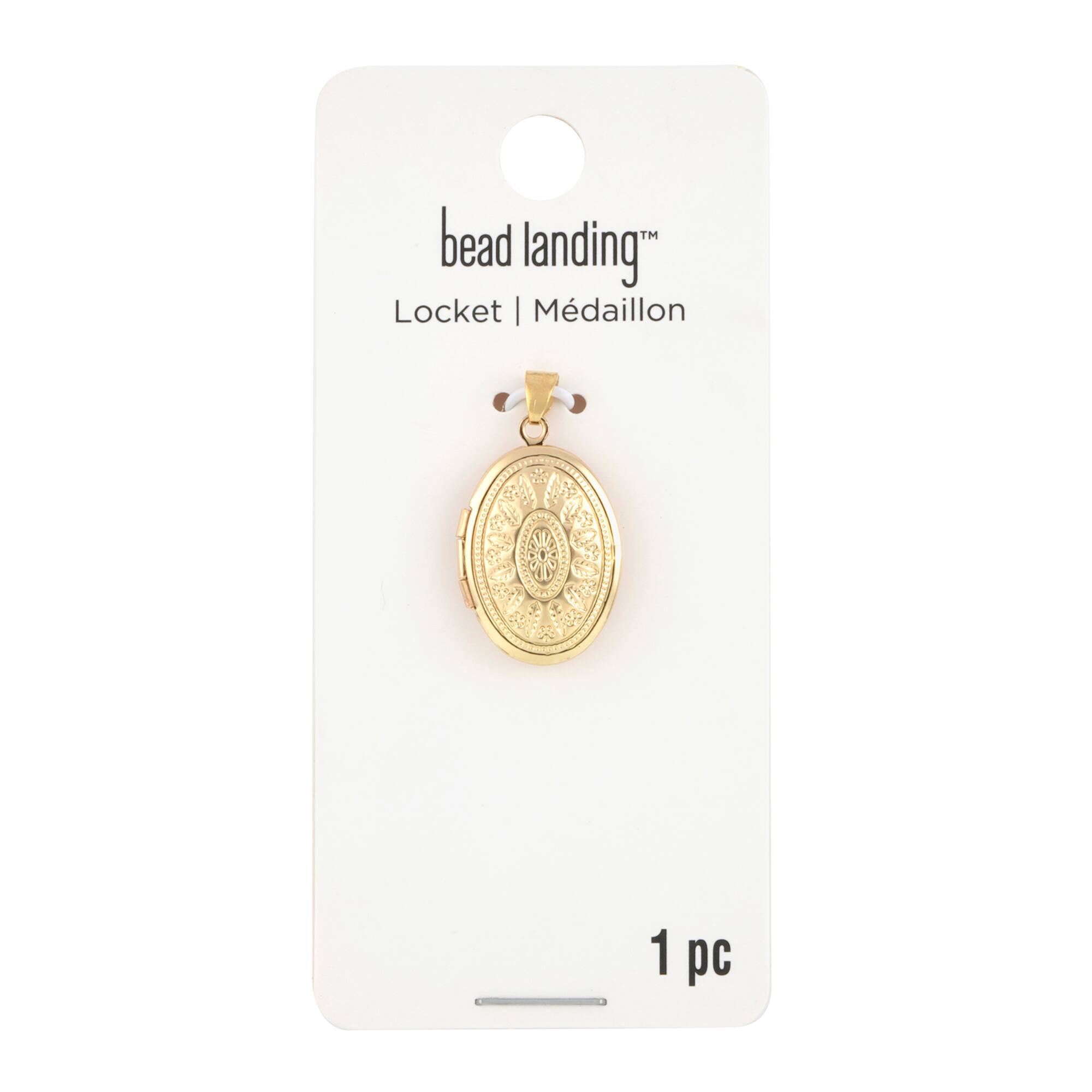 Etched Gold Oval Locket by Bead Landing™